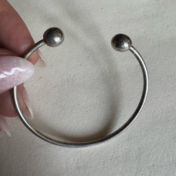 Jewelry - Sterling Silver Cuff Bracelet with 2 Accent Ball Ends 6.5" 8.5g